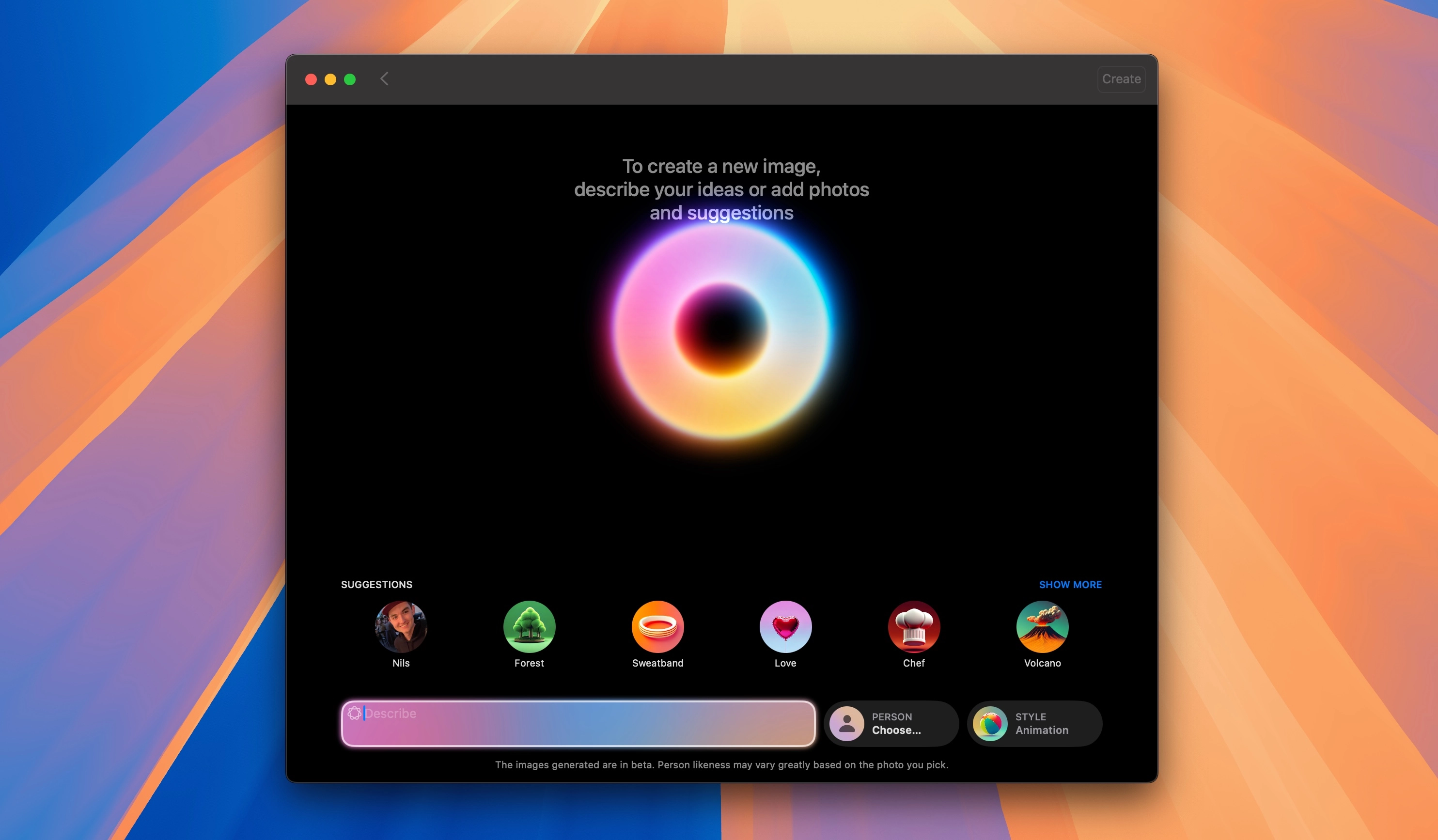 Screenshot of Generative Playground running on macOS 15.0 Beta 1